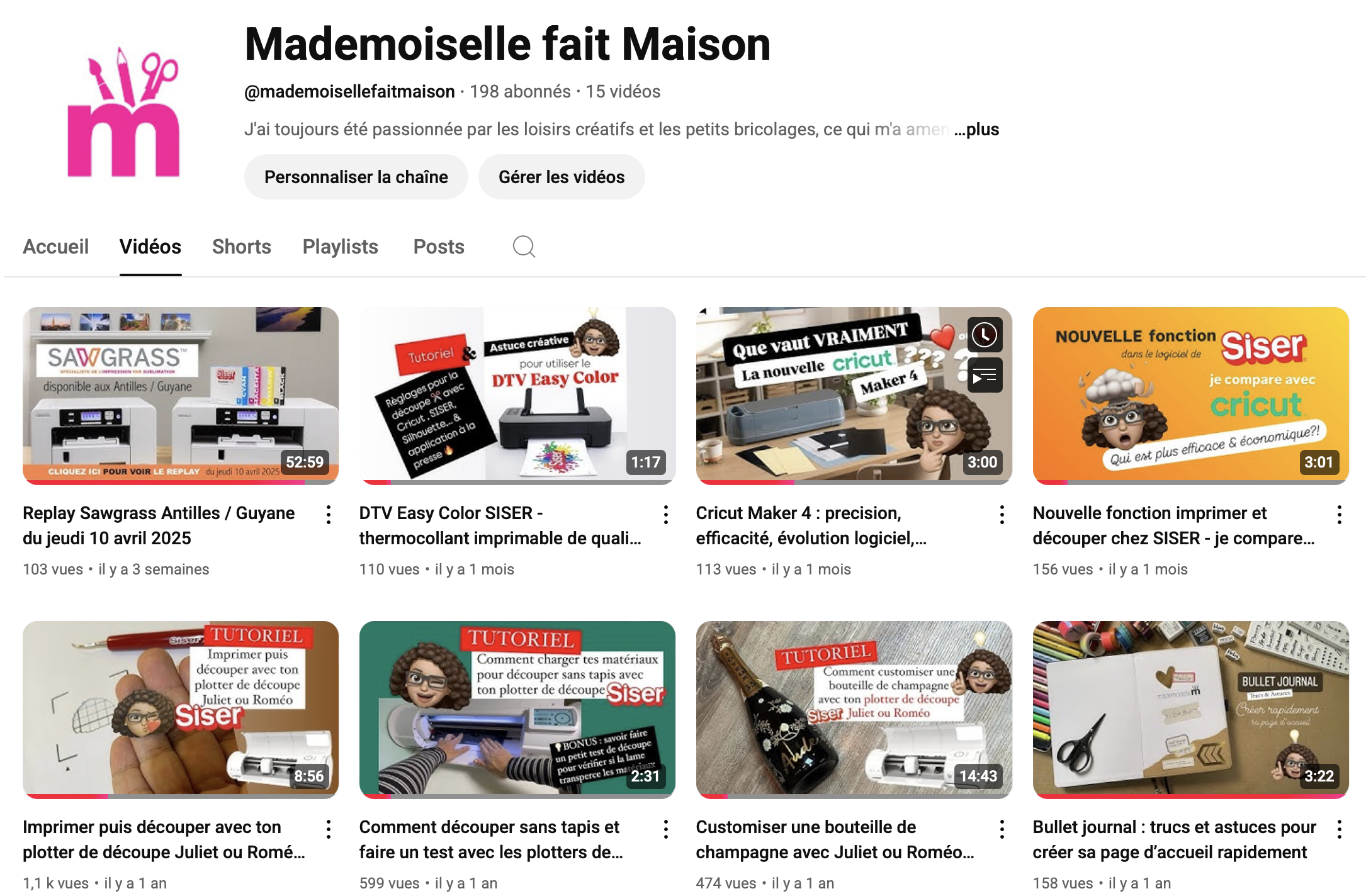 Lien vers ma chaîne YOUTUBE